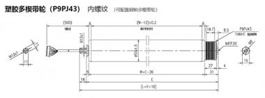 電動(dòng)輥筒 塑膠多楔帶輪（P9PJ43） 內(nèi)螺紋 （可配置鋼制多楔帶輪）